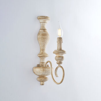 Applique in legno e ferro bianco e tortora 1 luce