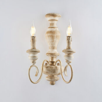 Applique in legno e ferro bianco e tortora 2 luci