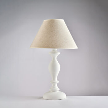 Lume in legno bianco shabby 1 luce con paralume dm.35