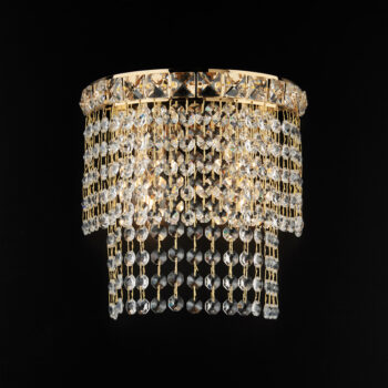 Applique in ferro e ottone dorato con strass 2 luci