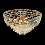 Plafoniera in ferro e ottone dorato con strass 8 luci