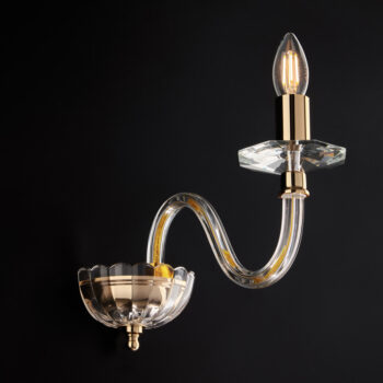Applique in ferro dorato con vetro trasparente 1 luce