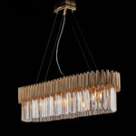 Sospensione in ferro dorato con strass 8 luci