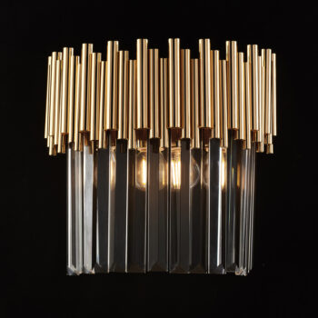 Applique in ferro dorato con strass 2 luci