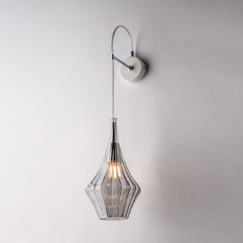 Applique in ferro con vetro grigio pyrex 1 luce