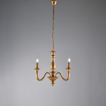 Lampadario in legno oro antico 3 luci
