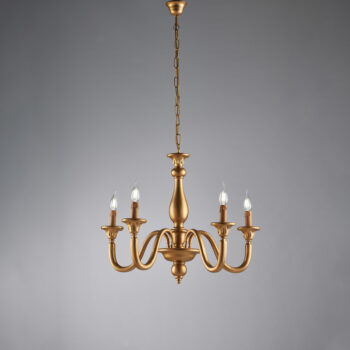 Lampadario in legno oro antico 5 luci