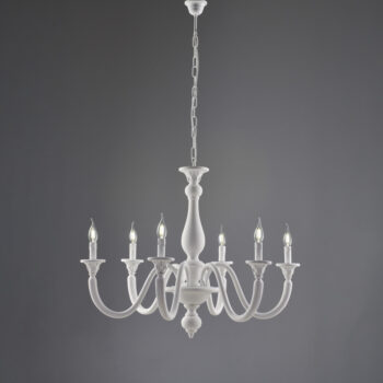 Lampadario in legno bianco shabby 6 luci