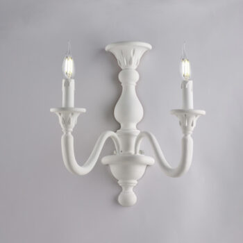 Applique in legno bianco shabby 2 luci