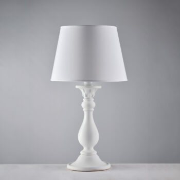 Lume in legno bianco shabby 1 luce con paralume dm.35