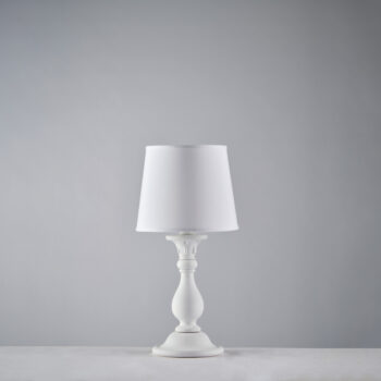 Lumetto in legno bianco shabby 1 luce con paralume dm.20