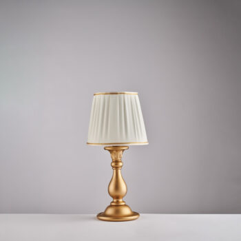 Lumetto in legno oro antico 1 luce con paralume dm.20