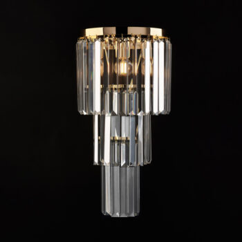 Applique in ferro e ottone dorato con strasss 2 luci