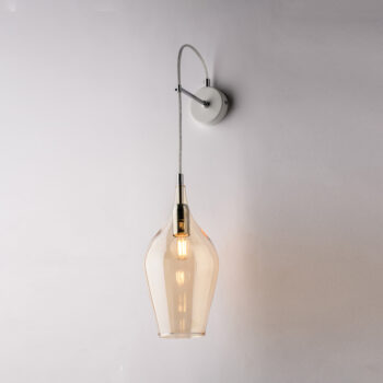 Applique in ferro con vetro ambra pyrex 1 luce