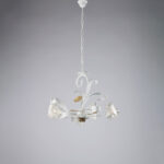 Lampadario in ferro laccato bianco shabby 3 luci