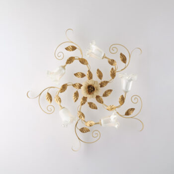 Plafoniera in ferro laccato avorio decape 5 luci