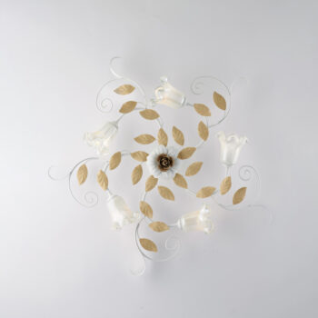 Plafoniera in ferro laccato bianco shabby 5 luci