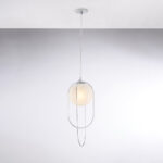 Sospensione in ferro cromato 1 luce con sfera dm.20