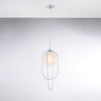 Sospensione in ferro cromato 1 luce con sfera dm.20