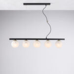 Sospensione in ferro laccato nero e bronzato 5 luci