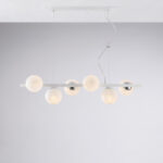 Sospensione in ferro laccato bianco e cromo 6 luci