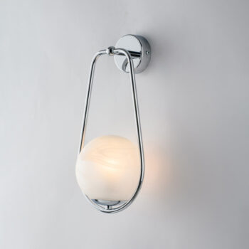 Applique in ferro cromato 1 luce con sfera dm.14