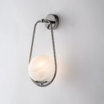 Applique in ferro cromo nero 1 luce con sfera dm.14