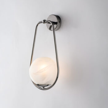 Applique in ferro cromo nero 1 luce con sfera dm.14