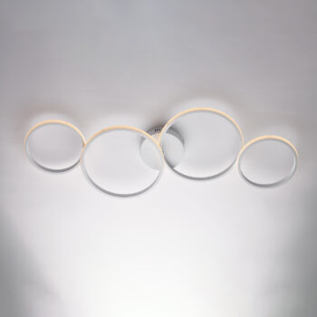 Plafoniera in metallo e alluminio laccato bianco con led integrato CCT + telecomando