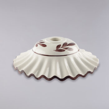 Diffusore in ceramica diametro 30 bianco lucido e marrone con decoro a mano palme