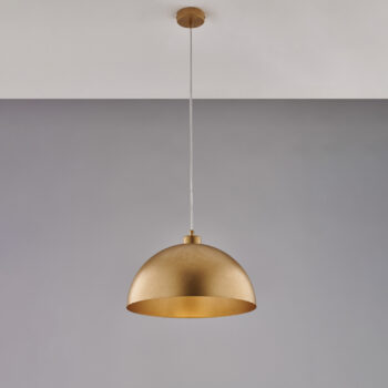 Sospensione diametro 35 in ferro laccato bianco con decorazione oro antico con cavo elettrico regolabile 1 luce