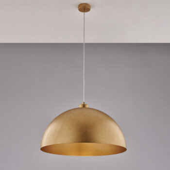 Sospensione diametro 50 in ferro laccato bianco con decorazione oro antico con cavo elettrico regolabile 1 luce