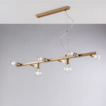 Sospensione in ferro laccato nero e oro 8 luci