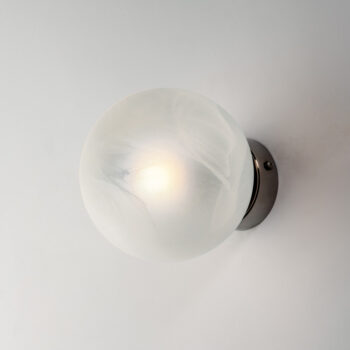 Applique in ferro cromo nero 1 luce con sfera dm.14