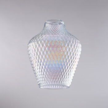 diffusore in vetro soffiato trasparente con decoro in rilievo