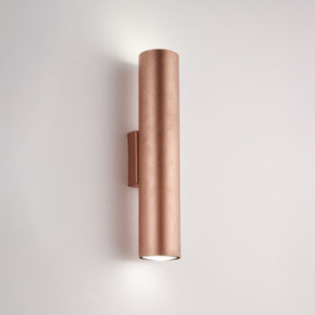 Applique in ferro laccato nero GU10 con decorazione rame antico 2 luci