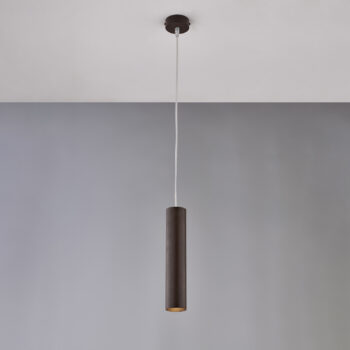 Sospensione in ferro laccato nero GU10 con decorazione effetto ruggine con cavo elettrico regolabile 1 luce