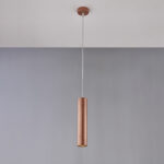 Sospensione in ferro laccato nero GU10 con decorazione rame antico con cavo elettrico regolabile 1 luce