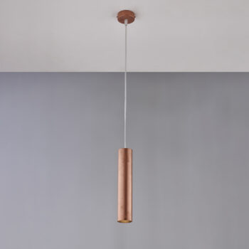 Sospensione in ferro laccato nero GU10 con decorazione rame antico con cavo elettrico regolabile 1 luce