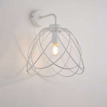 Applique in ferro laccato bianco con decorazione effetto shabby chic 1 luce
