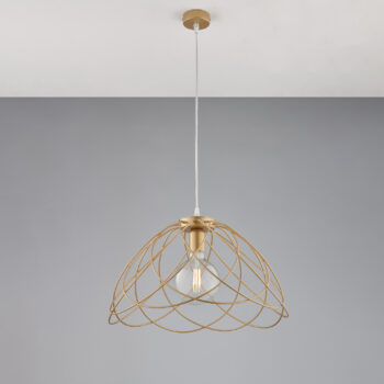 Lampadario in ferro laccato oro con decorazione oro antico con cavo elettrico regolabile 1 luce