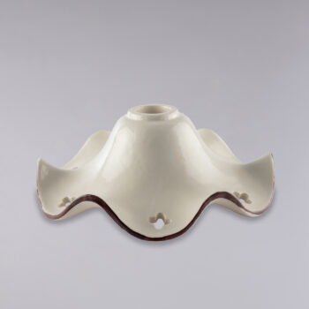 Diffusore in ceramica bianco lucido e marrone con decalco fiori di papavero