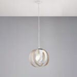 Sospensione con diffusore taglio laser in ferro laccato bianco e tortora con cavo elettrico regolabile 1 luce