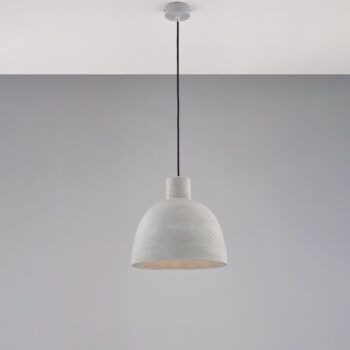 Sospensione in ferro laccato grigio con diffusore in cemento diametro 20 e cavo elettrico regolabile 1 luce
