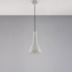 Sospensione in ferro laccato grigio con diffusore in cemento diametro 17 e cavo elettrico regolabile 1 luce