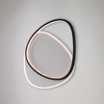 Plafoniera in metallo e alluminio bianco e nero con led integrato CCT + telecomando