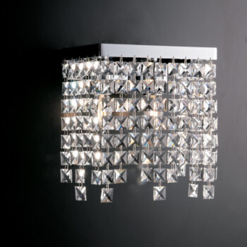 Applique in ottone e ferro cromato 2 luci con strass