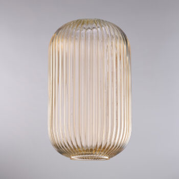 diffusore in vetro soffiato ambra con decoro rigatura in rilievo