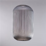 diffusore in vetro soffiato grigio specchiato con decoro rigatura in rilievo