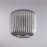 diffusore in vetro soffiato grigio specchiato con decoro rigatura in rilievo